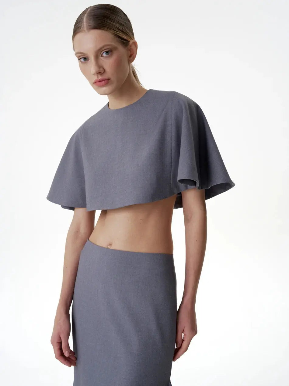 LIMO Minimalist Cape Jacket •2026 Trendy • Stand Collar • Cape Overlay • Tailored Silhouette  • Sophisticated Women’s Wear Aurexia off
