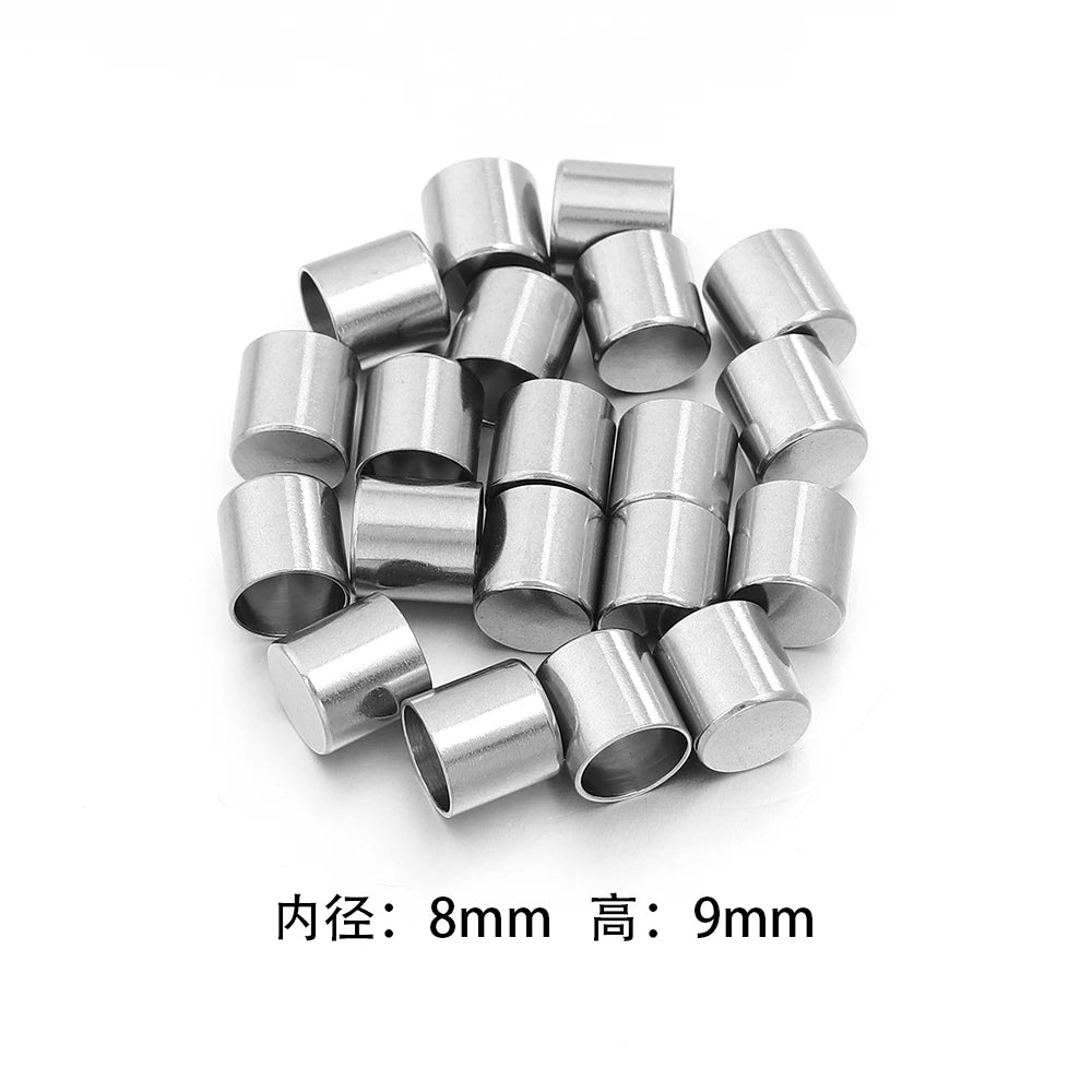 10-20pcs/lot 2-10mm Stainless Steel Leather Cord Clasp Crimp End Caps For Necklace Bracelet Connectors Jewelry Making Supplies Aurexia off