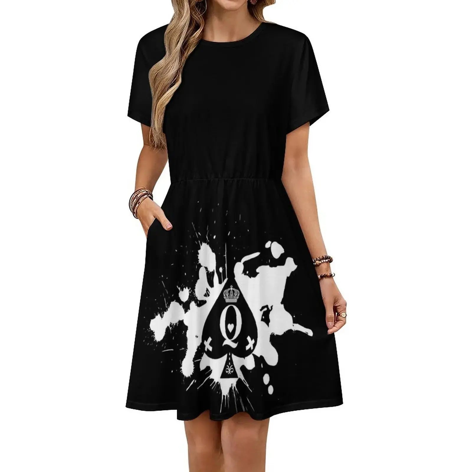 Queen Of Spade Bohemian Sleeveless Dress Multi-Print Beach Vacation Party Dress Queen Of Spade Feeling Lucky Having Fun Women's Aurexia off