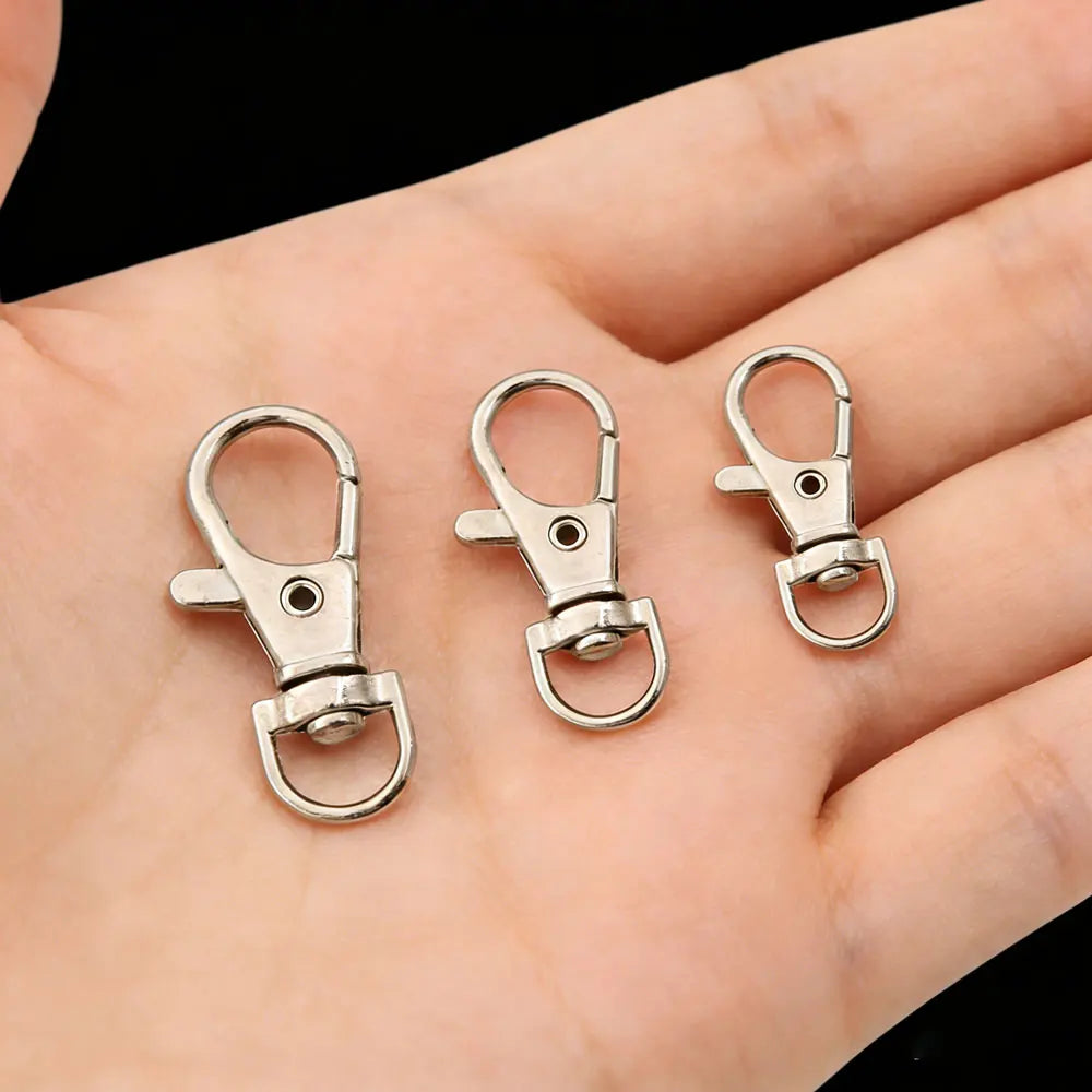 10Pcs Multi-size Alloy Swivel Lobster Clasp Hooks Carabiner Keychain Belt Buckle Accessory For DIY Crafts Jewelry Lanyard Chain Aurexia off