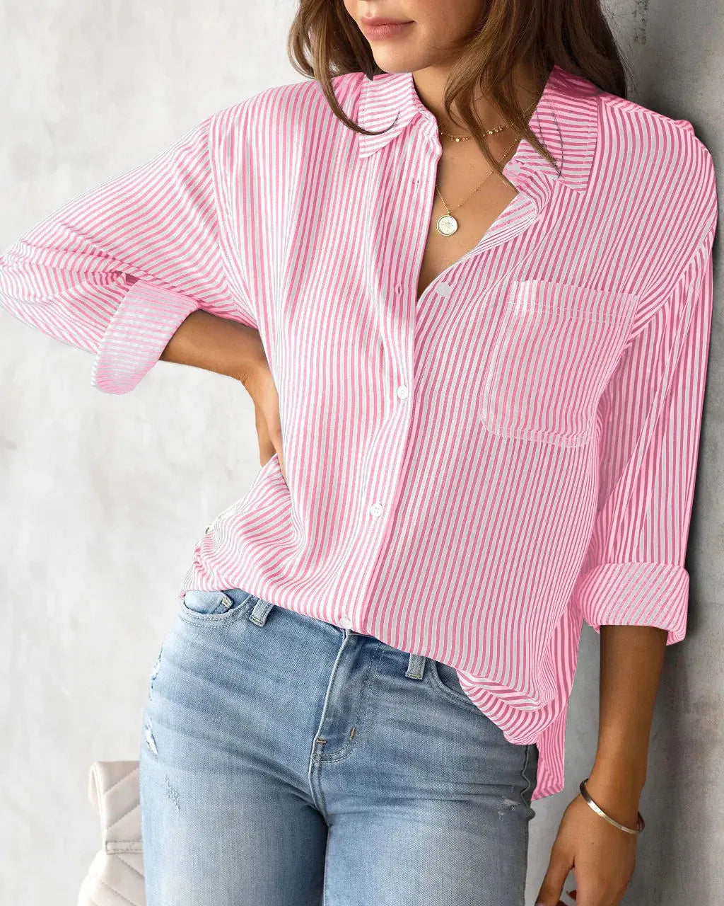 2025 New Striped Oversized Cotton Top, Elegant Lapel Long Sleeve Loose Casual Blouse for Women Aurexia off