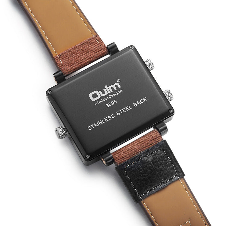 Men's Square Watch with Canvas Strap and Multi-Time Zone Aurexia off