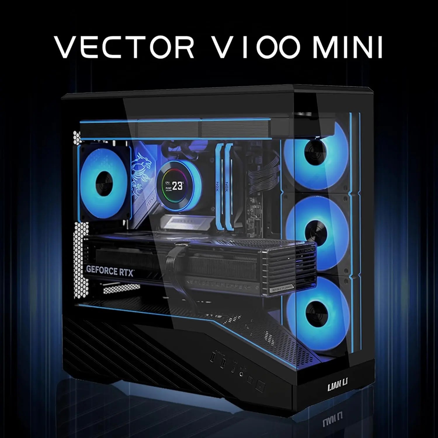 Compact Micro-ATX PC Case with 4 ARGB Fans, Tempered Glass, Supports 415mm GPU & 360mm Radiator - Black Aurexia off