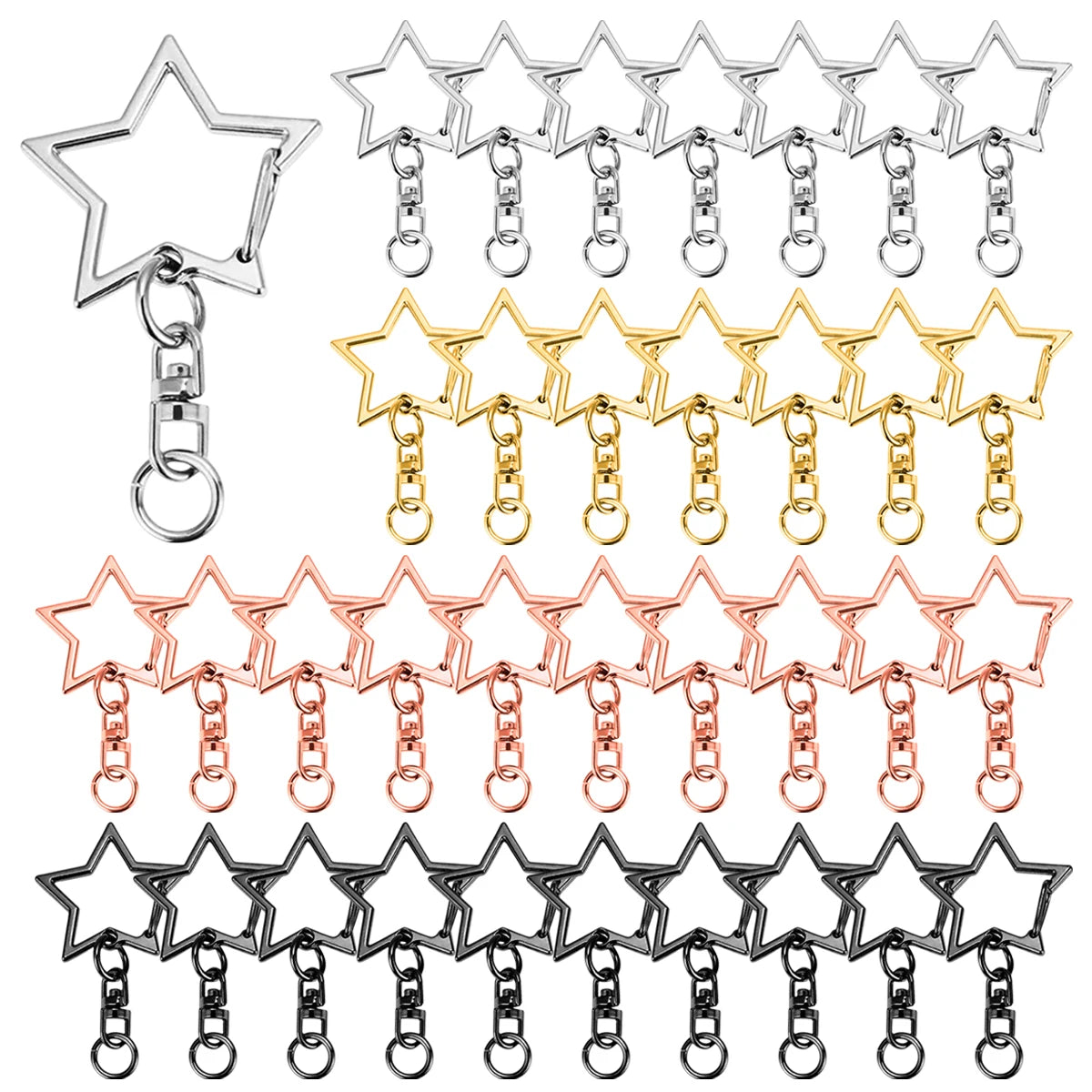 15/25/40 Set Star Shaped Rotating Spring Keychain, Suitable For  Keychain Lanyard, DIY Crafts, Holiday Gift, Bag Decorations Aurexia off