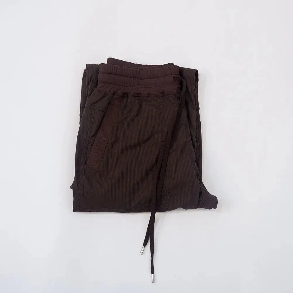 Autumn Yoga New Women's Loose and Versatile American Fashionable Drawstring Design Large Pocket Wide Leg Elastic Work Pants Aurexia off