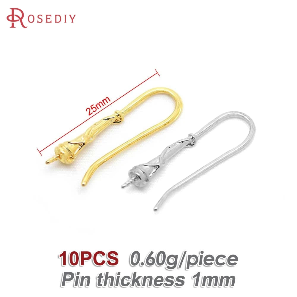 18K Gold Color Brass Can fit Half Hole Beads with Half Pins Earrings Hooks High Quality Jewelry Making Diy Findings Accessories Aurexia off