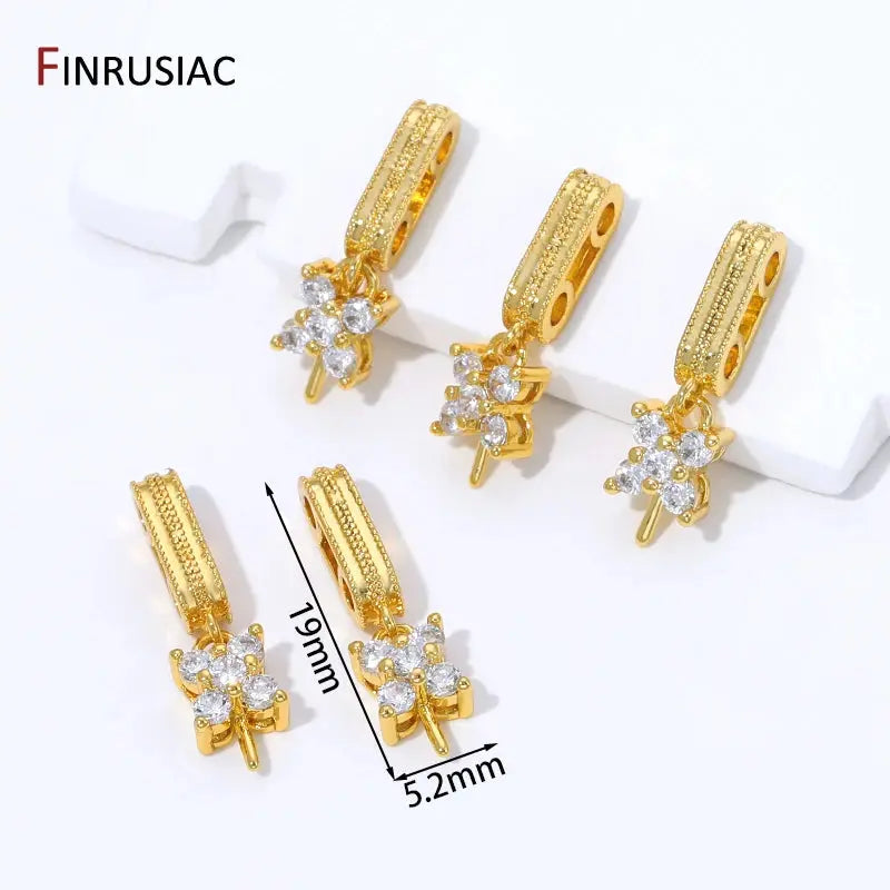 18K Gold Plated Brass Rectangle Pendant Bails,Inlaid Zircon Pearl Pendant Mounting End Caps Peg Bails,DIY Jewelry accessories Aurexia off