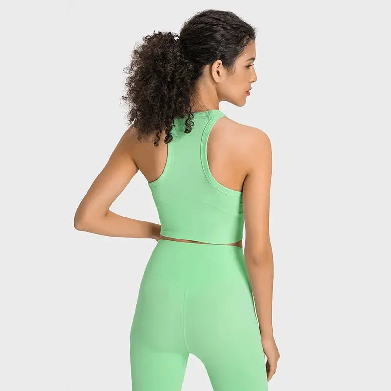 Built-in chest patch, high-end women's yoga vest, nude feel Leica gym exercise sports bra, hanging neck style Aurexia off