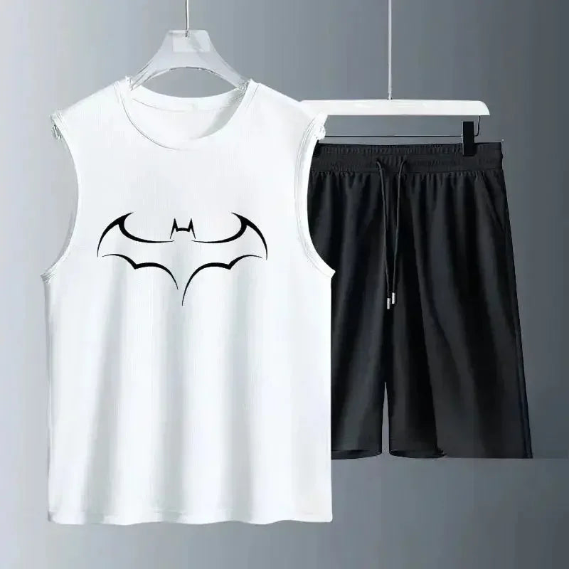 Summer sleeveless basketball jersey, casual wear, breathable short-sleeved two-piece sports shirt + running shorts Aurexia off