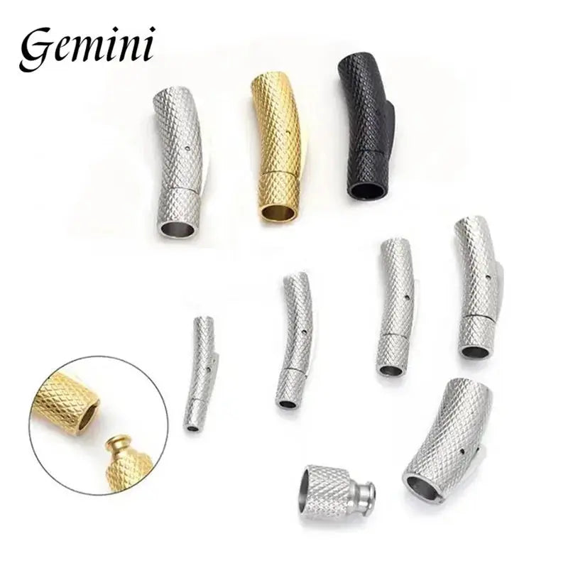 5Pcs Stainless Steel Bayonet Clasp 2mm-6mm Fastener PushLock Lace Buckle Leather Clasps for Bracelet Jewelry Making Accessories Aurexia off