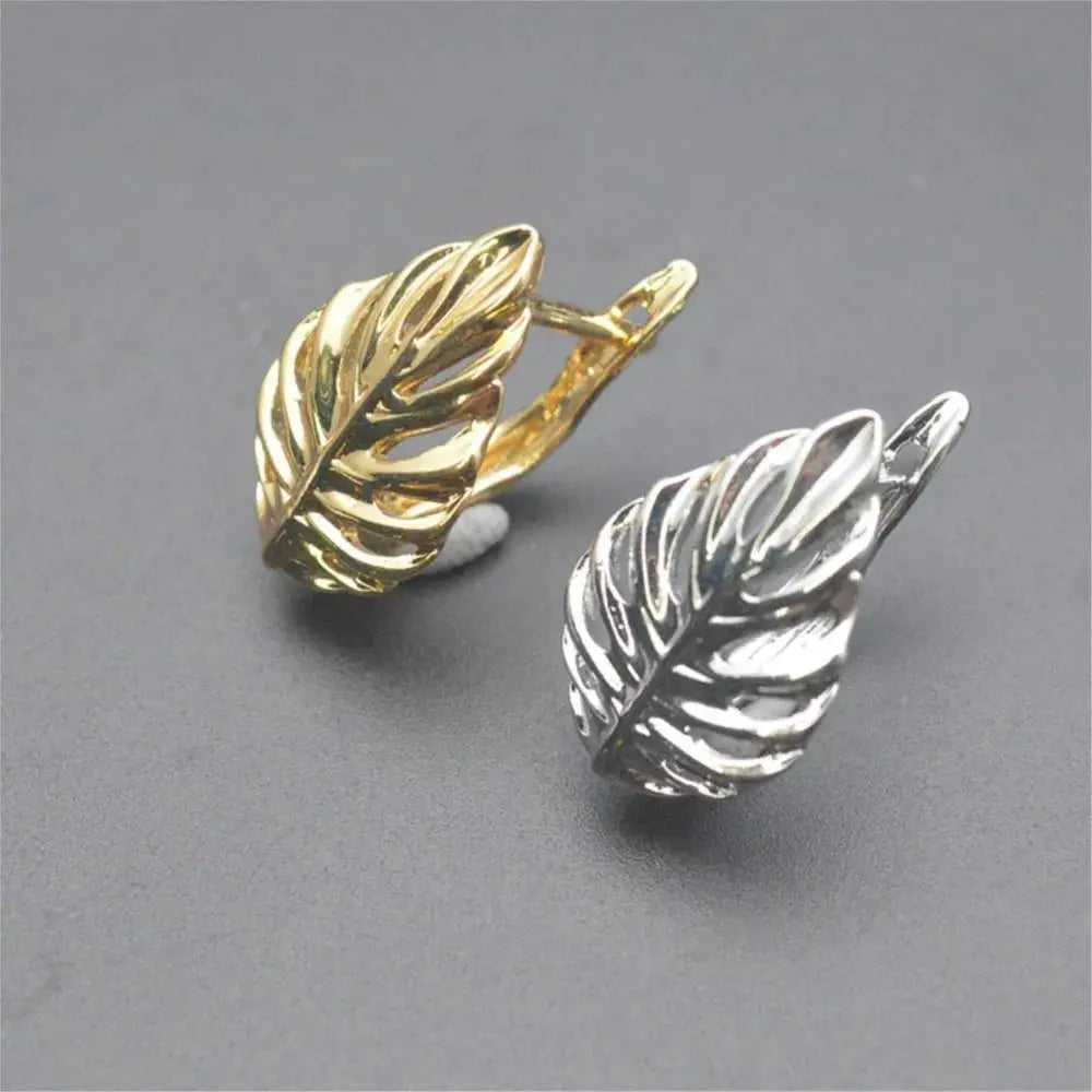 1/2Pcs 18K Gold Plated Brass Leaf Shaped Hollow Fashion Earrings Buckles For DIY High Quality Earring Hook Clasps Jewelry Making Aurexia off