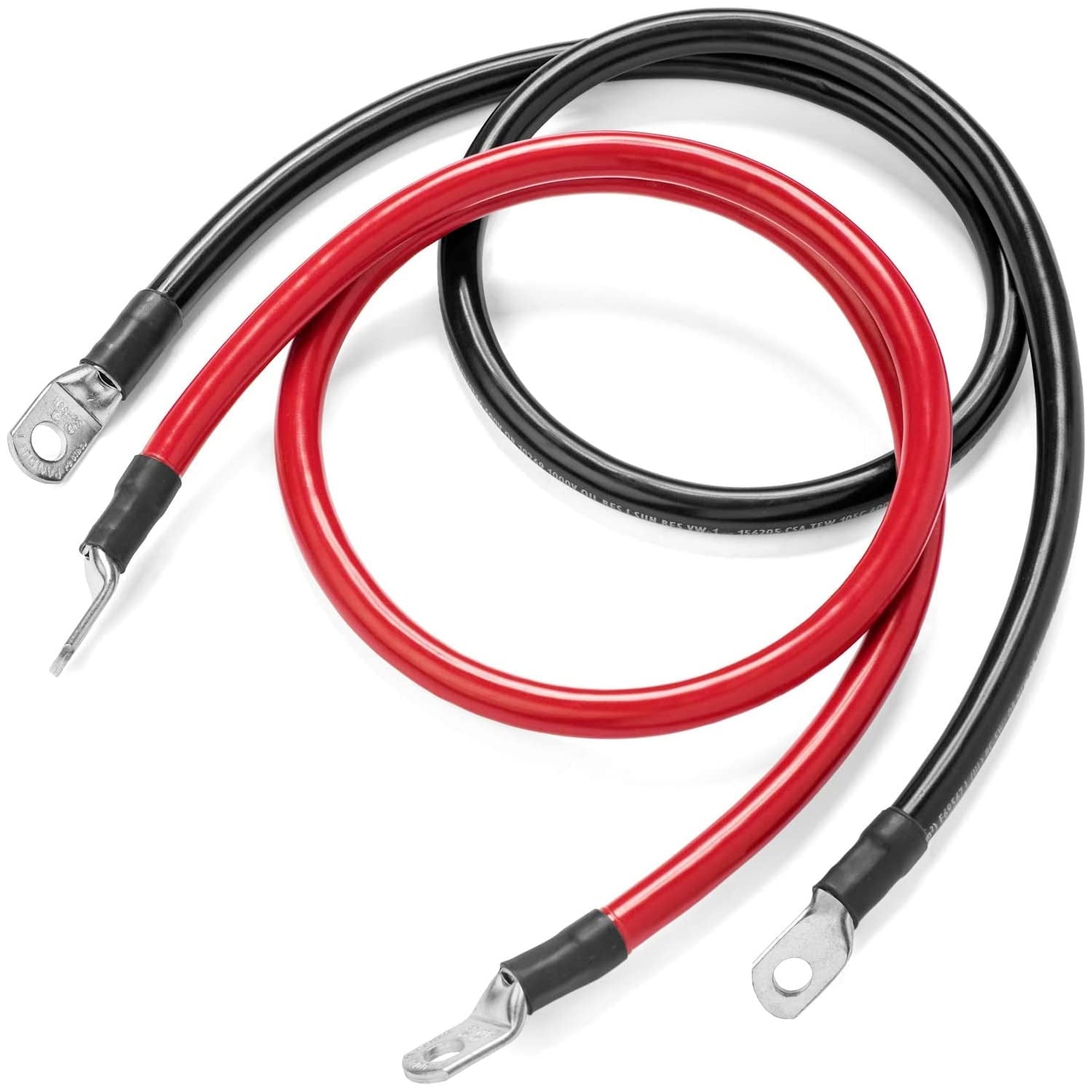 Battery Cable 1 Foot or 12 Inch 2 Gauge AWG Wire Set 5/16" M8 Made in USA
