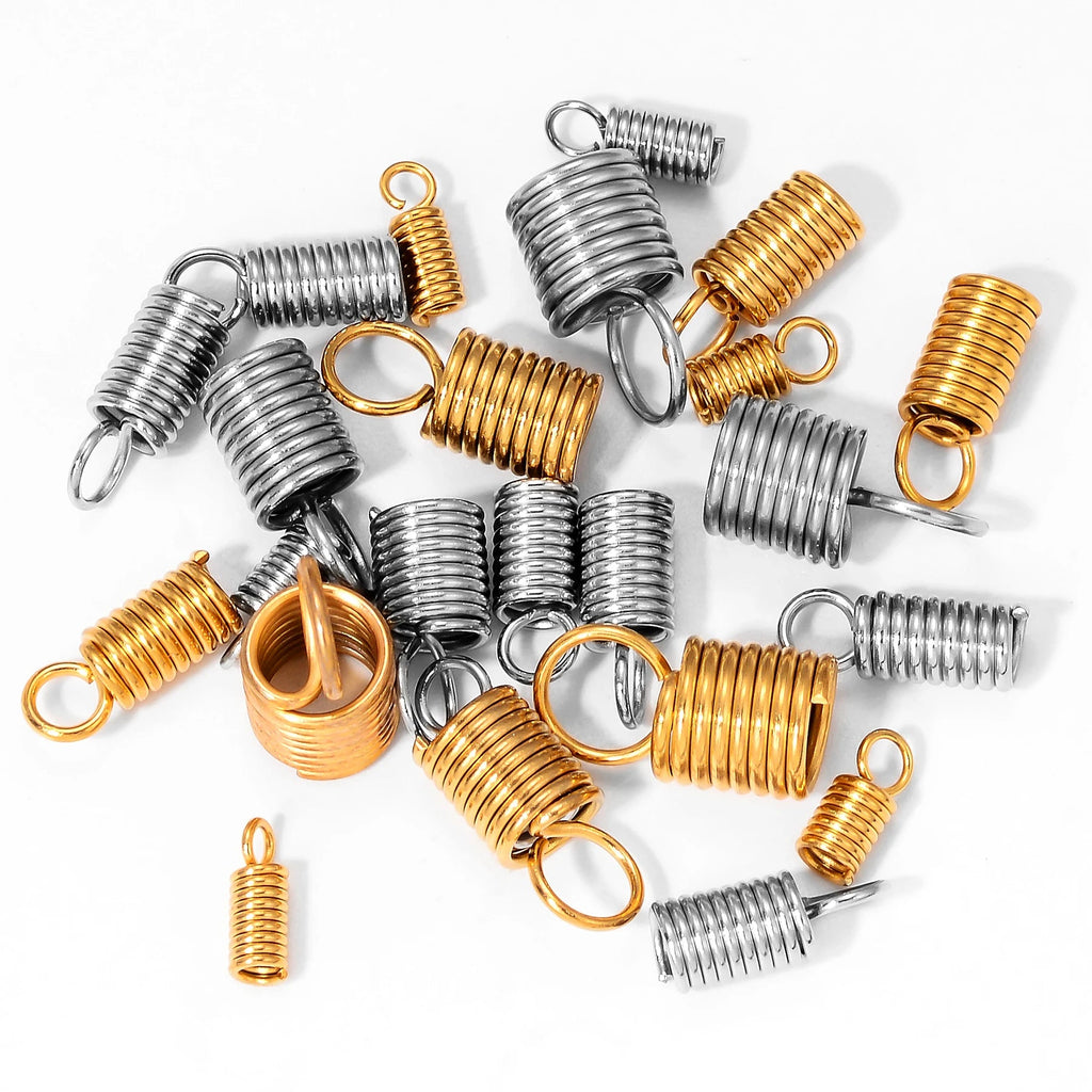 50pcs Stainless Steel Spring Crimp Clasps Leather Cord Ends End Caps Connectors For DIY Bracelet Necklace Jewelry Making Finding Aurexia off