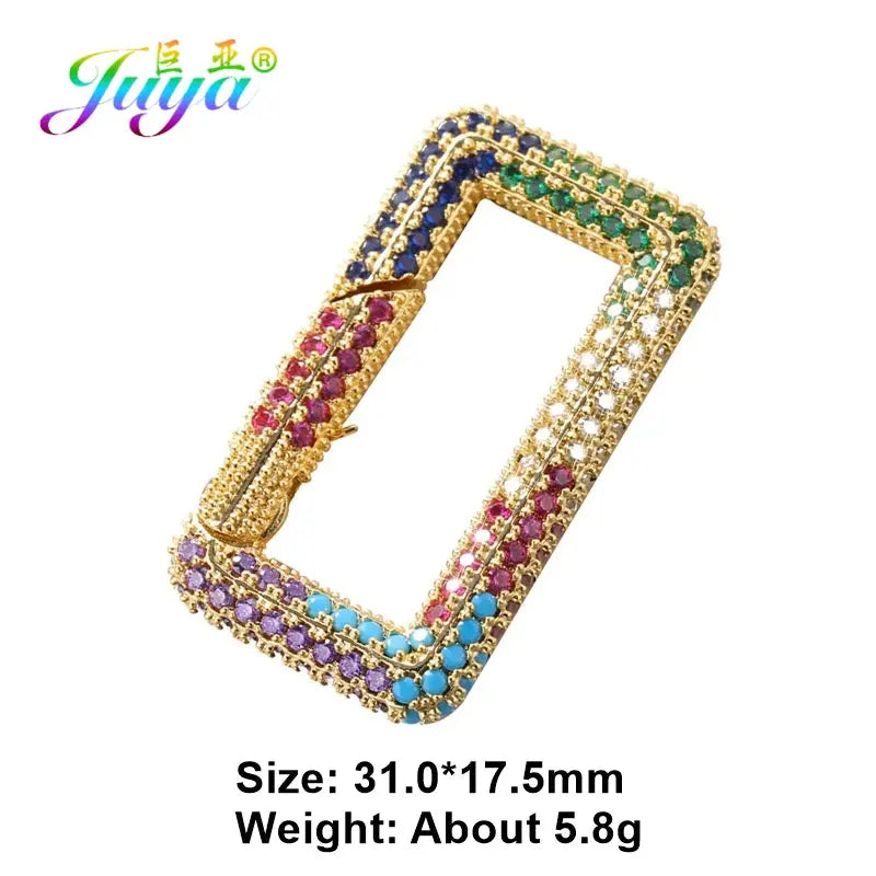 Juya Handmade Zirconia 18K Gold Plated Decorative Copper Pendant Carabiner Screw Bolt Lock Clasps For DIY Punk Jewelry Making Aurexia off