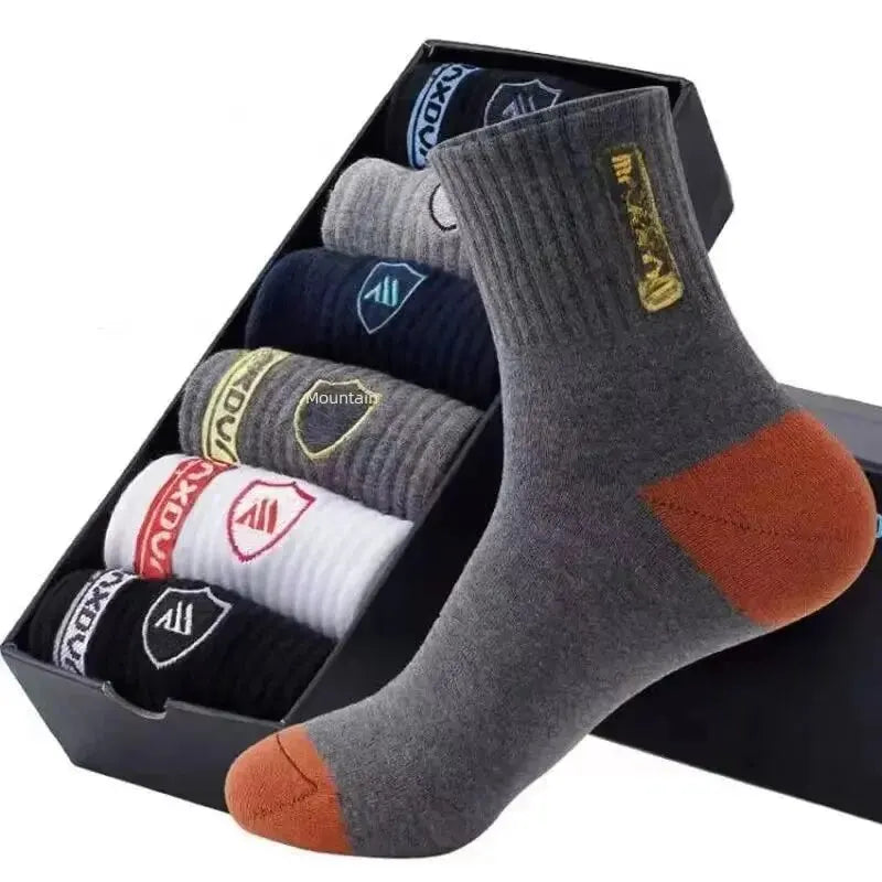 5 Pairs Apring And Fall Mens Sports Socks Summer Leisure Sweat Absorbent Comfortable Thin Breathable Basketball Meias Aurexia off
