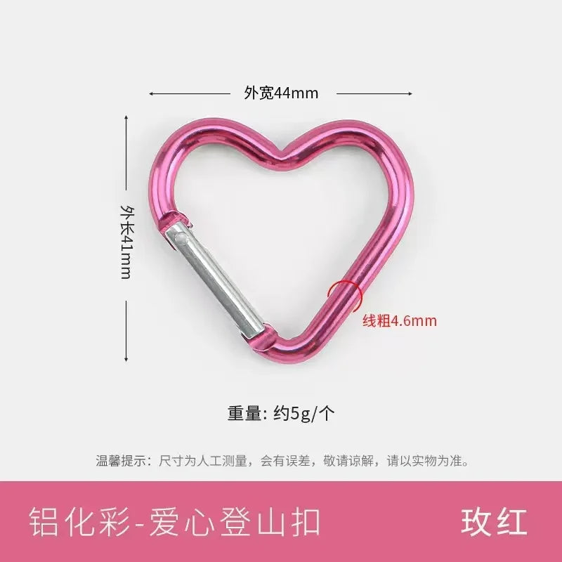 5pcs Aluminum Alloy Colorful Heart Spring Clasps  Carabiner Keychain Clips Hook Dog Chain Diy Jewelry Buckle Connector Supplies Aurexia off