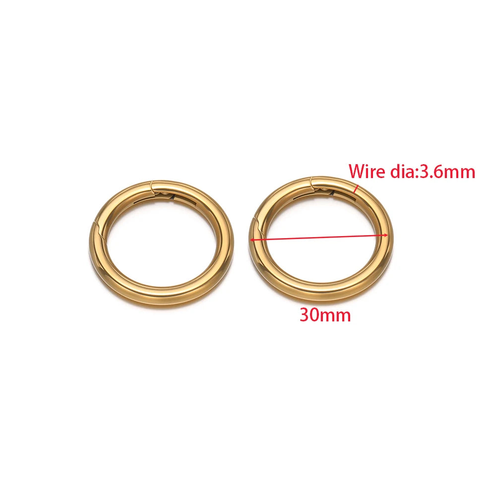 2Pcs/Lot Round Spring Clasps Stainless Steel Gold Plated Keyrings Buckles Connectors for DIY Jewelry Bag Hooks Making Components Aurexia off