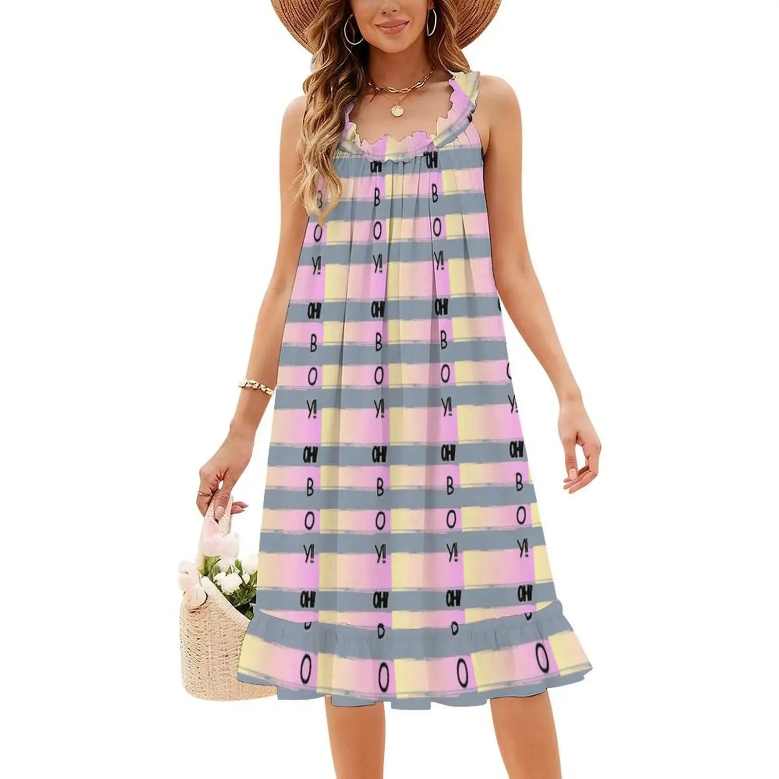 Oh!Boy! Skirt Korean Style Casual Dress For Women Simple Daily Office Lady Dresses Love Girls Pink Stripes Boy Shade Touch Aurexia off