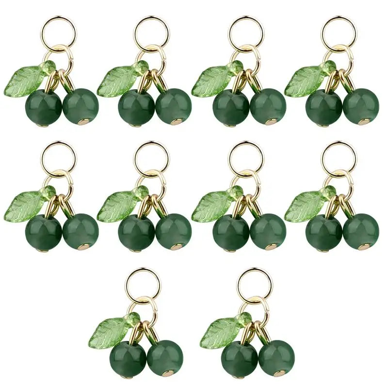 10Pcs/lot Fashion Delicious Red Cherry Keychain Summer Fruit Cherries Pendant Keyring For Women Men Jewelry Bag Accessories Gift Aurexia off