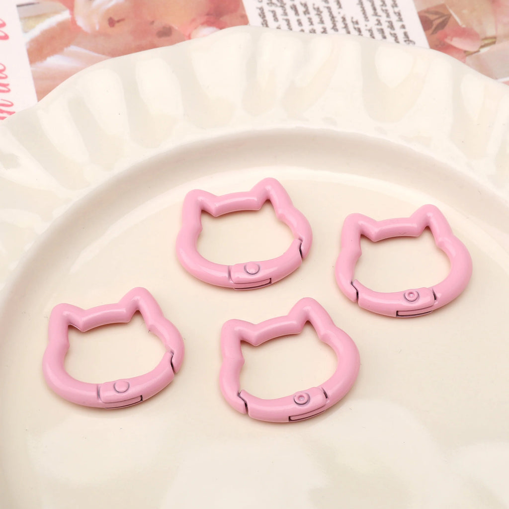 1pc/bag Alloy Spring Clasps Colorful Cute Cat Shape Spring Ring Carabiner Clips For DIY Keyring Lanyard Keychain Making Findings Aurexia off