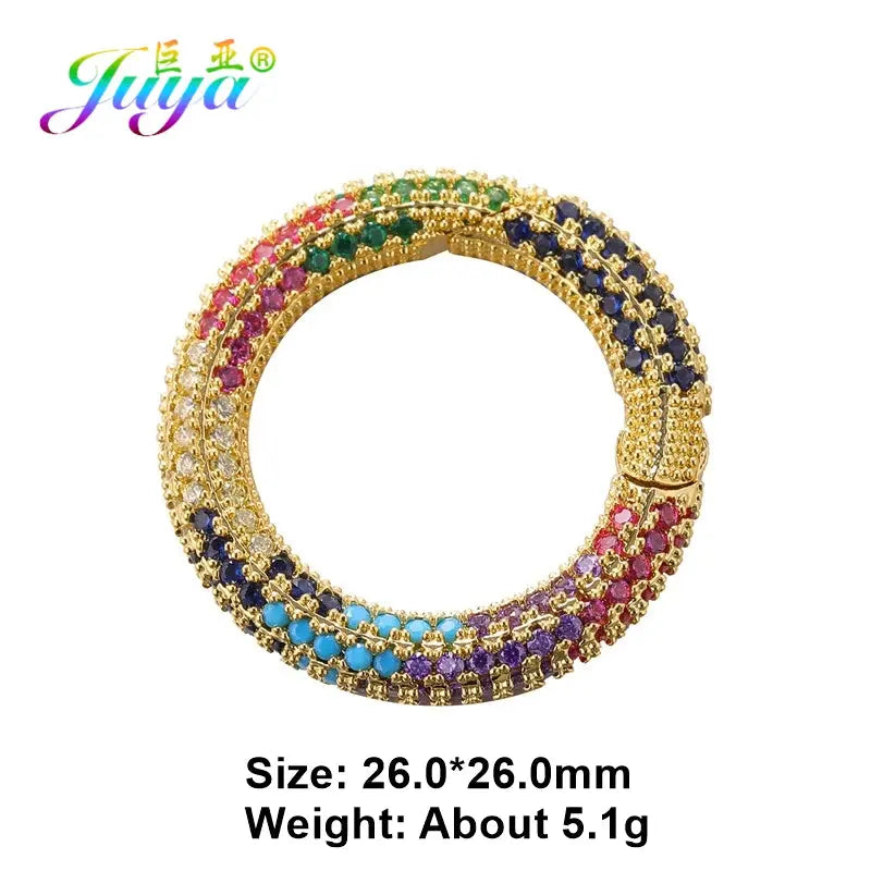 Juya Handmade Zirconia 18K Gold Plated Decorative Copper Pendant Carabiner Screw Bolt Lock Clasps For DIY Punk Jewelry Making Aurexia off