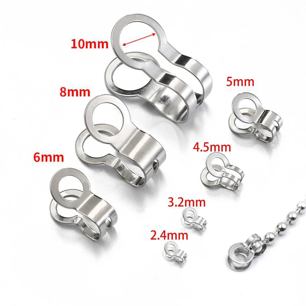 50 Pcs Stainless Steel Bead Chain Buckle Pendant Clasp Tail End Connection Buckle DIY Necklace Clasp Jewelry Accessories Aurexia off