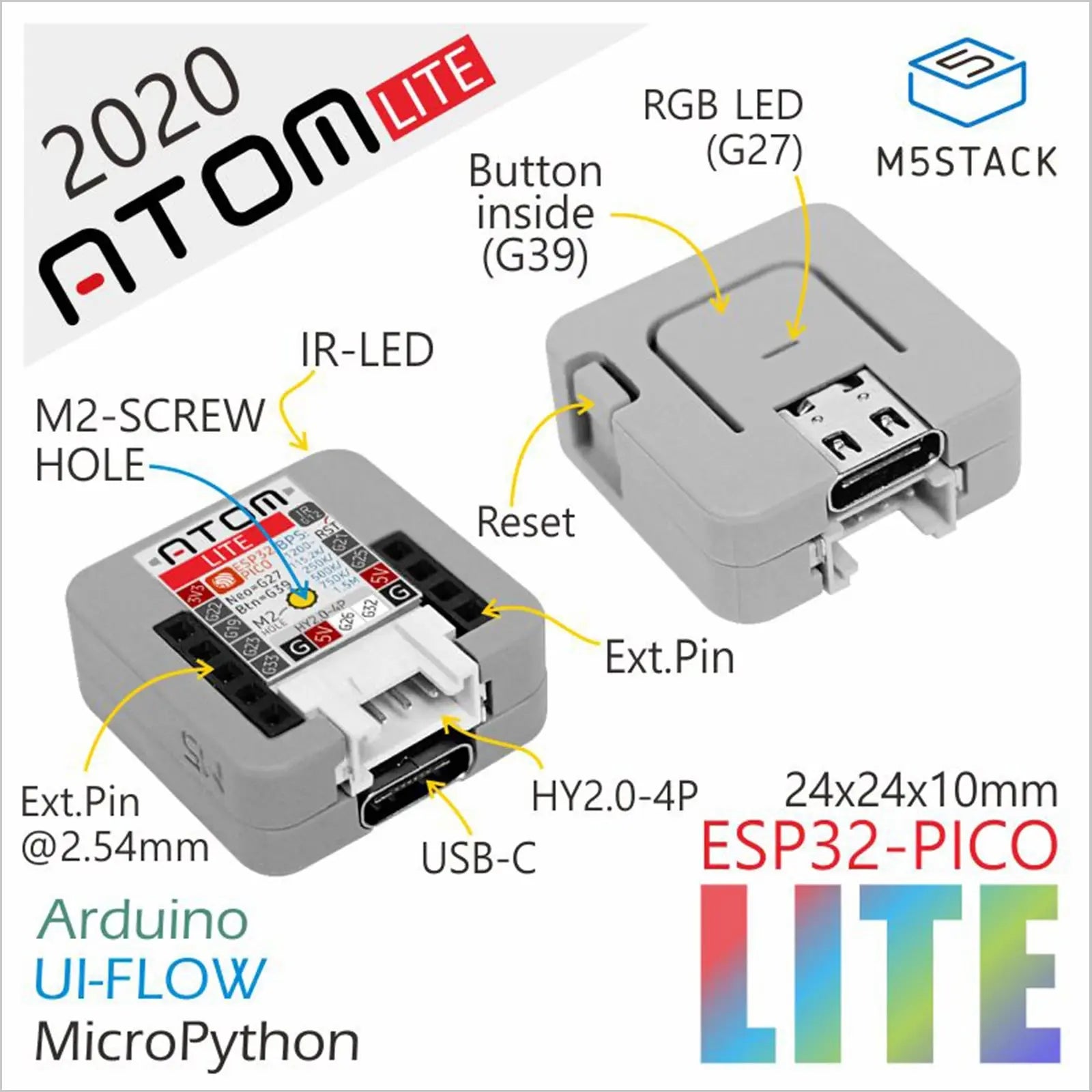 M5Stack Official ATOM Lite ESP32 IoT Development Kit Aurexia off