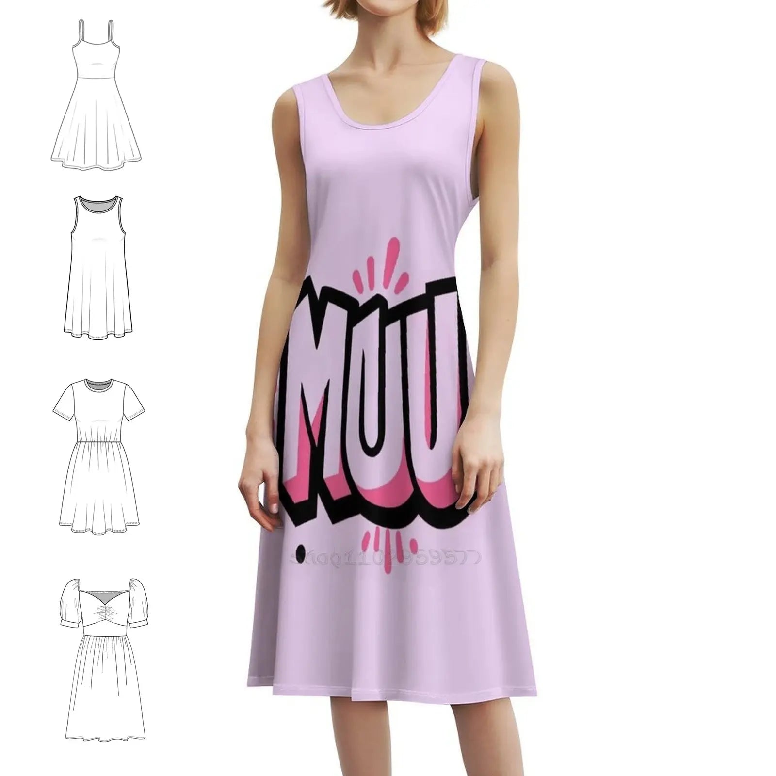 Moo!! Korean Style Casual Dress For Women Simple Daily Office Lady Dresses Letters Graffiti Bull Pink Black 90 S Evening Dress Aurexia off