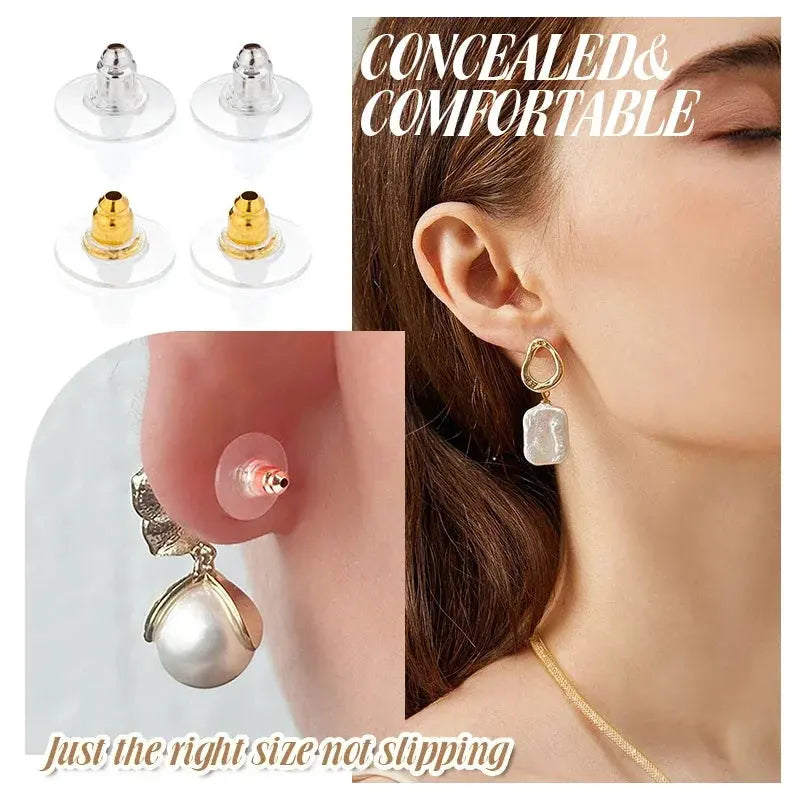 Silicone Ear Plugs Transparent Metal Rubber Anti Allergic Earring Back Kit Bullet Clutch Stopper for Fish Hook Earrings Aurexia off
