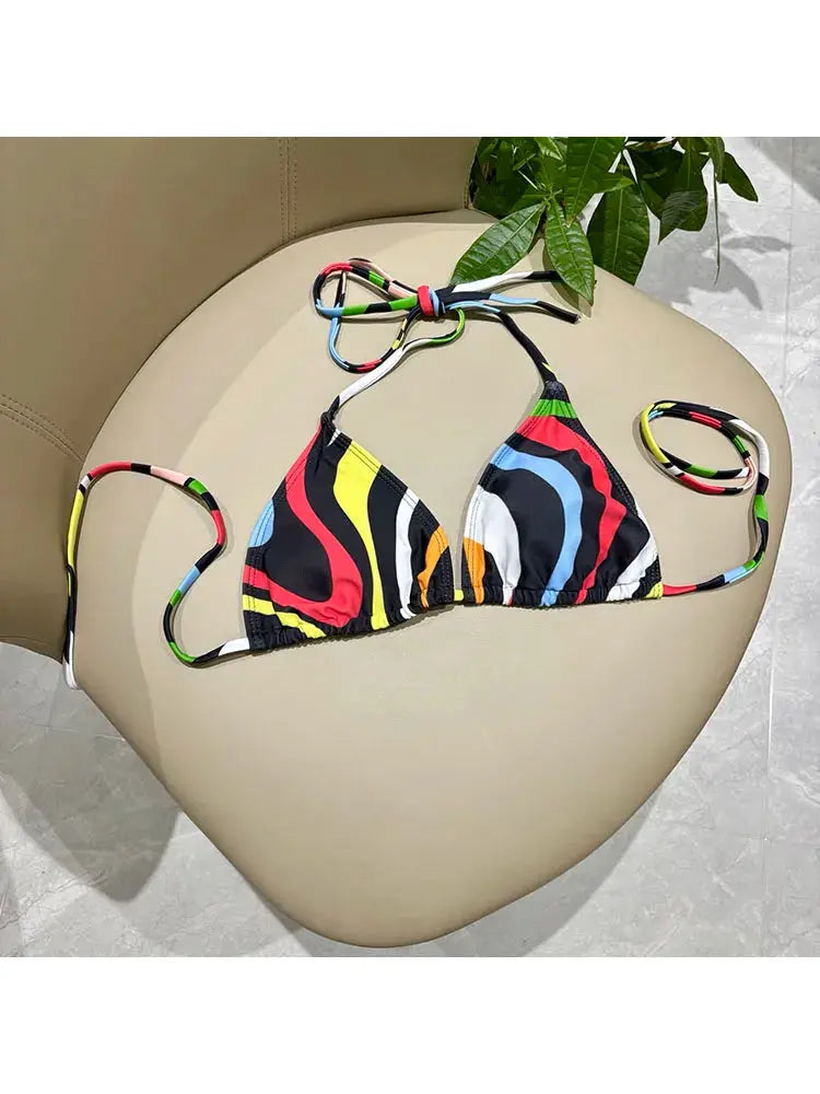 New Fashion Designer Geometric Printed 2 Pieces Bikini Swimwear Women's 2026 Aurexia off