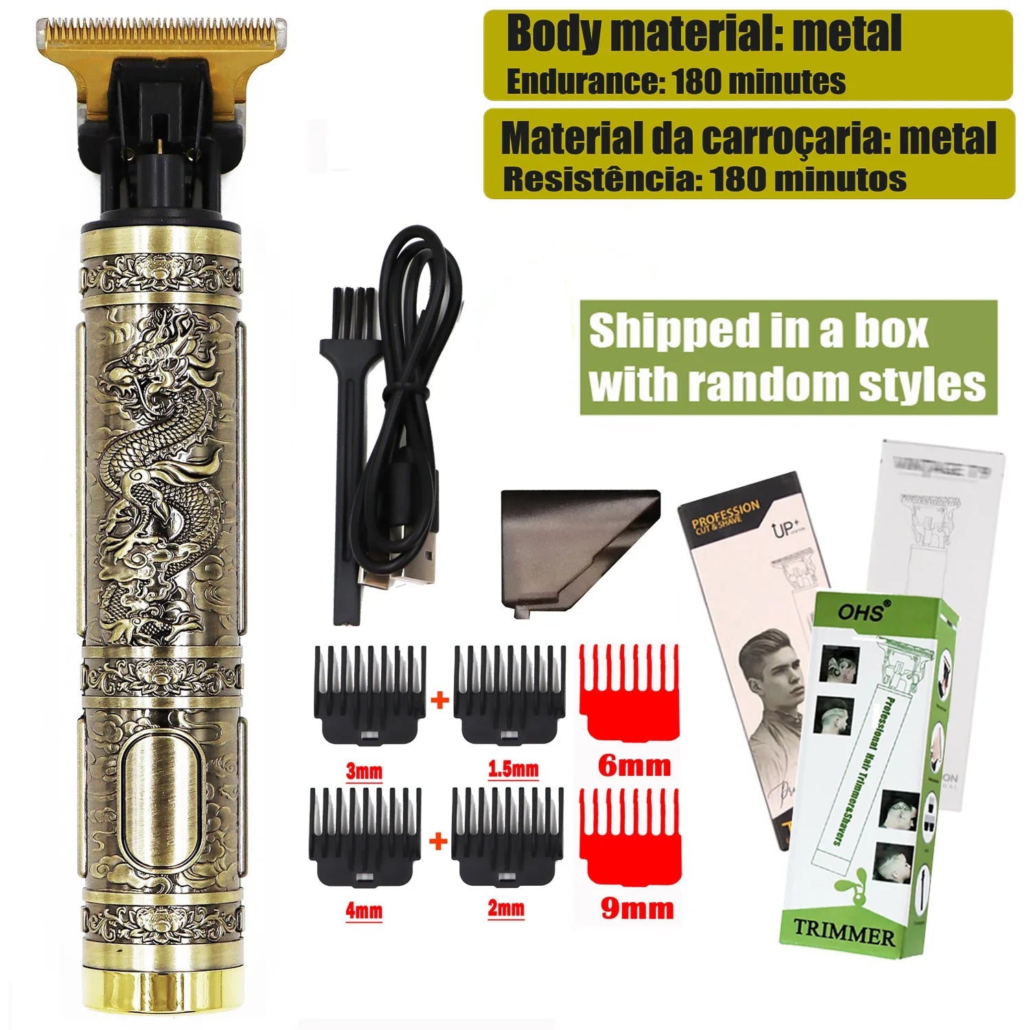 OHS Rechargeable  Vintage T 9 Cordless Hair Cutting Machine Electric Shaver For Man Hair Clipper Barber Trimmer Beard Razors Aurexia off