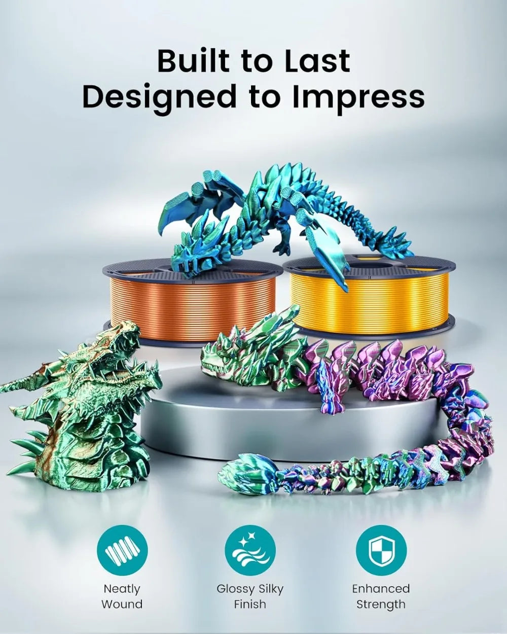 Silk PLA+ Filament 1.75mm, Glossy Gold, 4kg 8.8lbs, 3D Printer Filament, Smooth Finish, 4 Spools Aurexia off