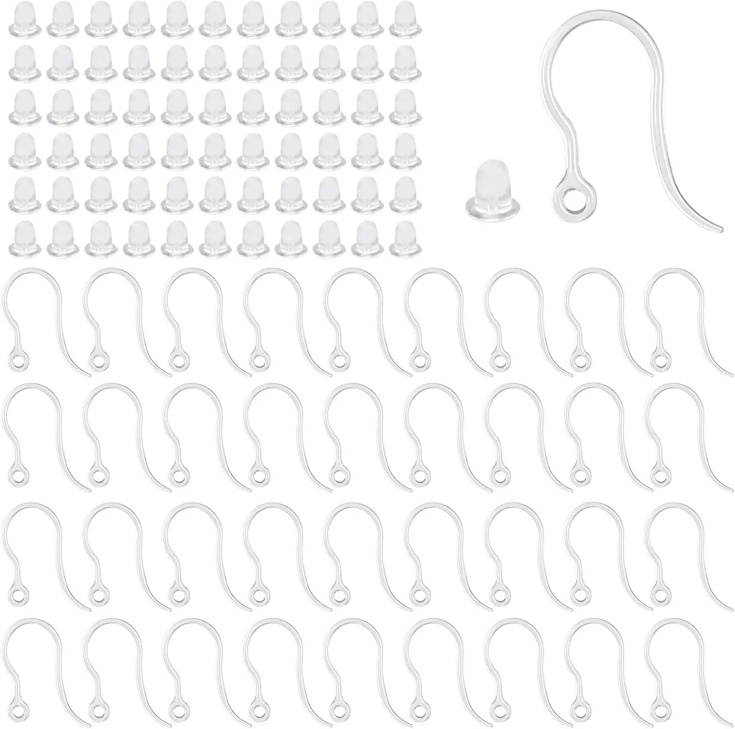 40pcs Clear Plastic Earring Hooks Ear Wire with Loop French Fish Hooks With Transparent Earring Stoppers for DIY Jewelry Making Aurexia off