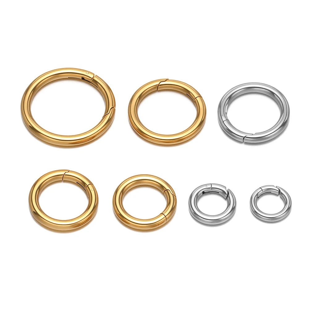 2Pcs/Lot Round Spring Clasps Stainless Steel Gold Plated Keyrings Buckles Connectors for DIY Jewelry Bag Hooks Making Components Aurexia off