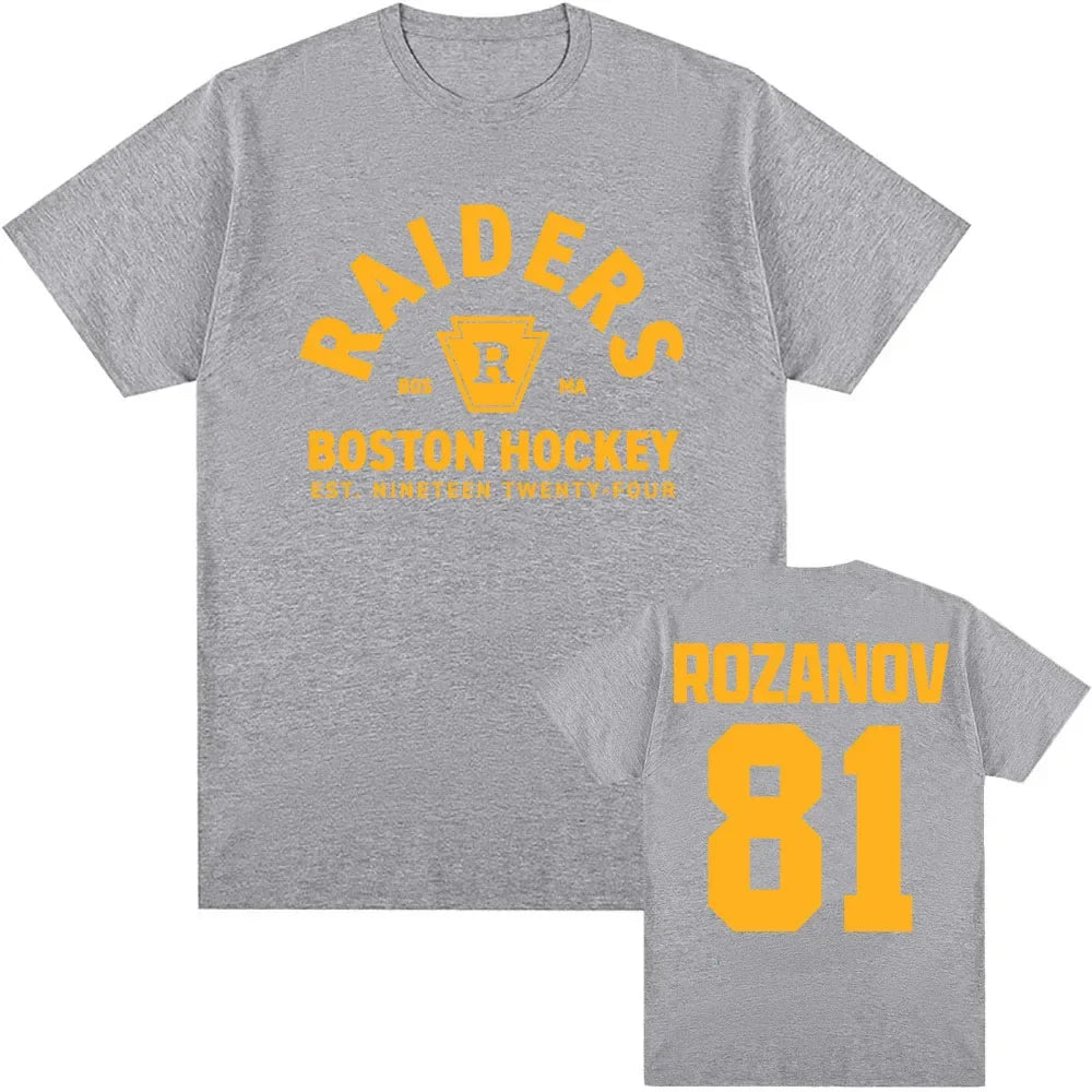 2026 New Rozanov 81 Boston Raiders Cottage Same Cotton Women's Men's Shirt Graphics Heated Rival Oversized Short Sleeved Tshirt Aurexia off