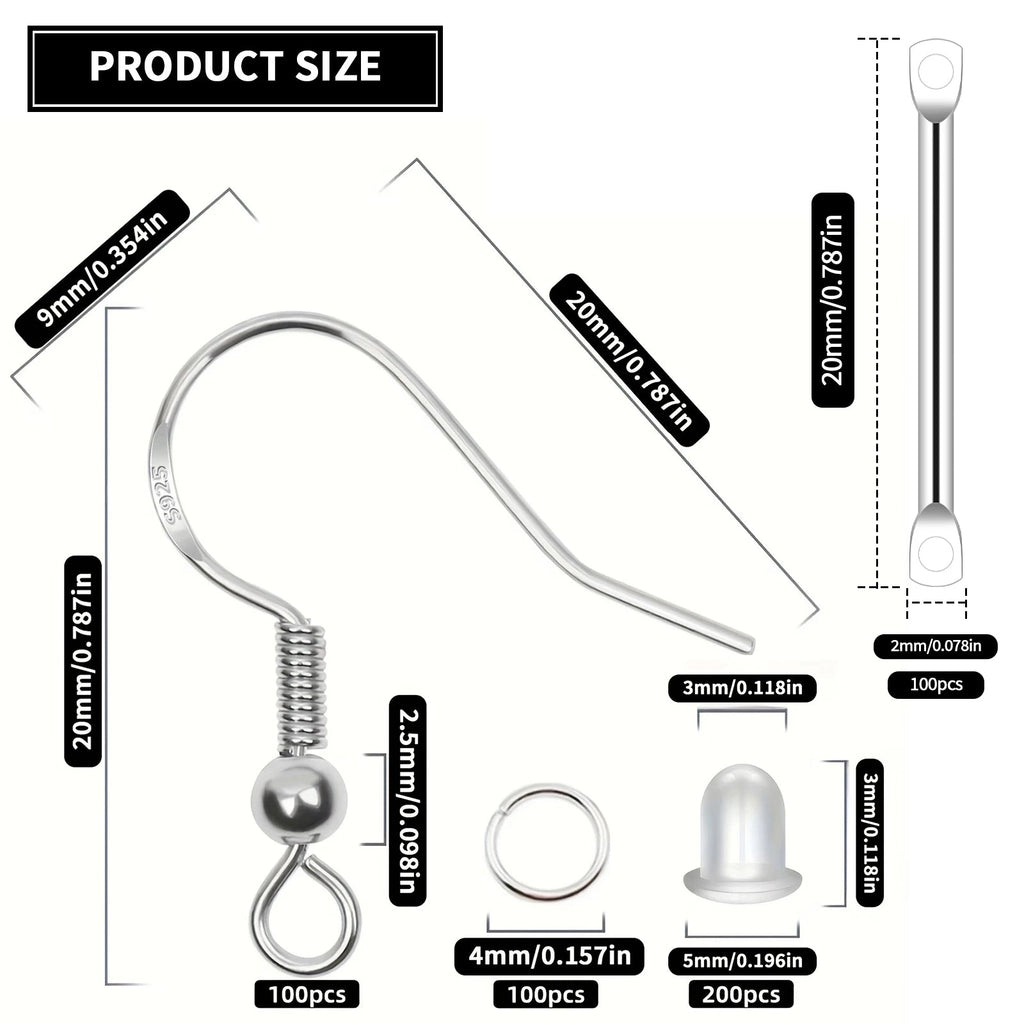 925 Silver/Gold Plated Earring Hooks for Jewelry Making, 900pcs Hypoallergenic Earring Making Kit,Earring Findings Jump Rings Aurexia off