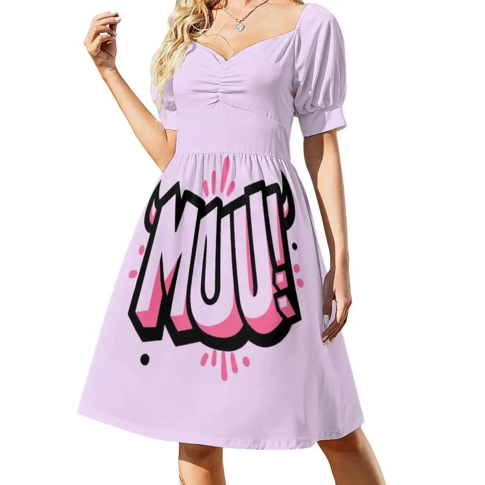 Moo!! Korean Style Casual Dress For Women Simple Daily Office Lady Dresses Letters Graffiti Bull Pink Black 90 S Evening Dress Aurexia off