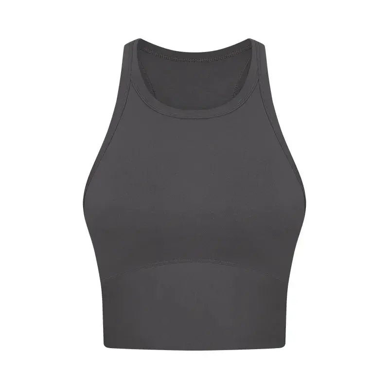 Built-in chest patch, high-end women's yoga vest, nude feel Leica gym exercise sports bra, hanging neck style Aurexia off