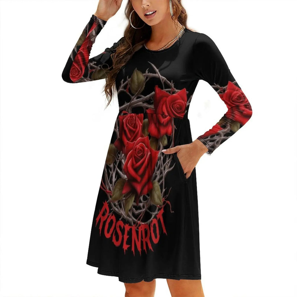 Rose Red Nest Korean Style Dress For Women Elegant Casual Dress For Party Or Daily Wear Rose Red Roses Sting Rose Red Oh Rose Aurexia off