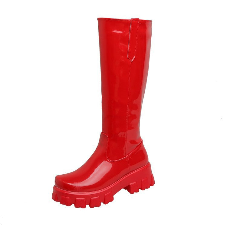 Warm Fur Women's Knee High Wedge Heel Lace Up Boots Aurexia off