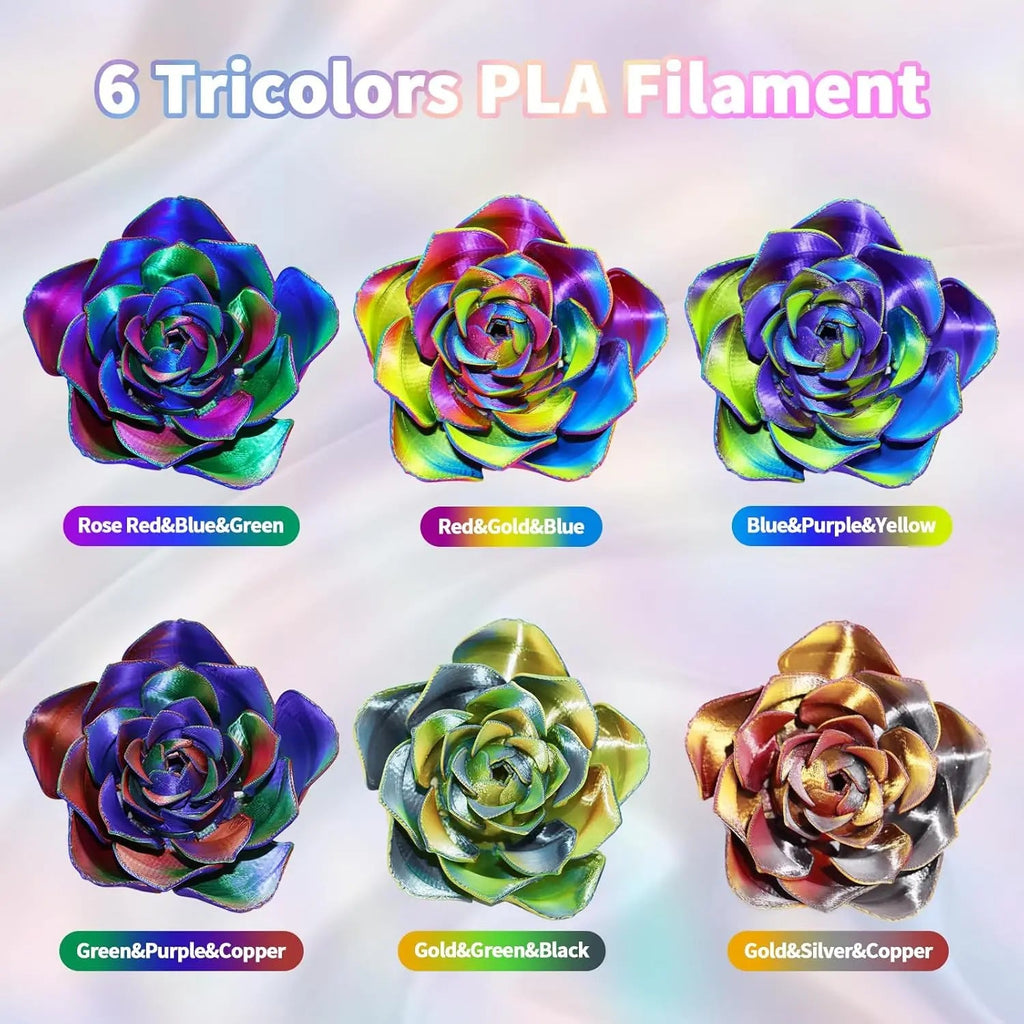 Silk PLA Filament 1.75mm Rainbow Color, 10-Pack Bundle for Smooth 3D Printing Aurexia off