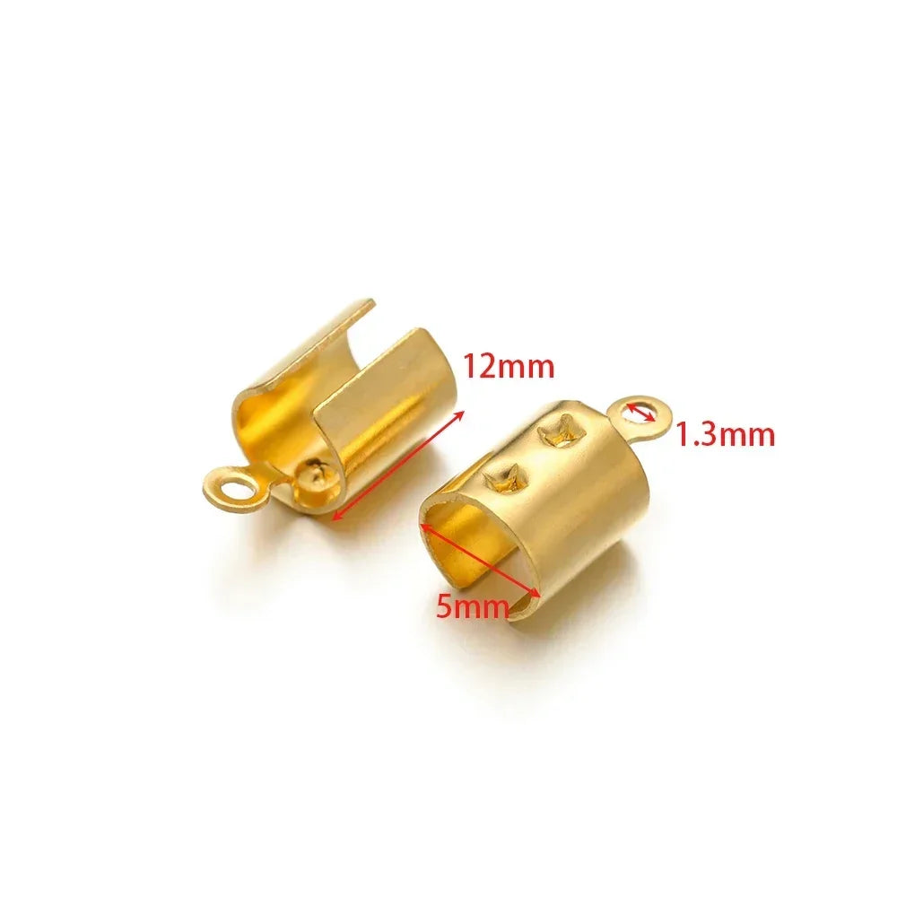 50pcs Stainless Steel High Quality Crimp End Beads Caps Leather Cord Clips for DIY Jewelry Making Necklace Connectors Supplies Aurexia off