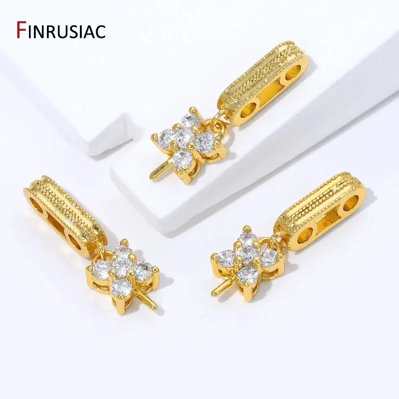 18K Gold Plated Brass Rectangle Pendant Bails,Inlaid Zircon Pearl Pendant Mounting End Caps Peg Bails,DIY Jewelry accessories Aurexia off