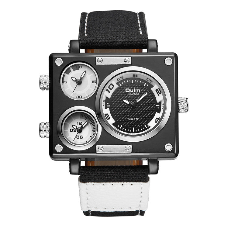 Men's Square Watch with Canvas Strap and Multi-Time Zone Aurexia off