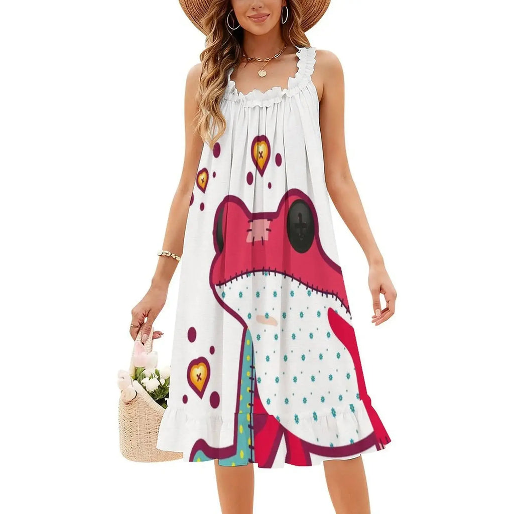 Ragdoll Frog Bohemian Sleeveless Dress Multi-Print Beach Vacation Party Dress Ragdoll Doll Festive Season Toys Women's Clothing Aurexia off