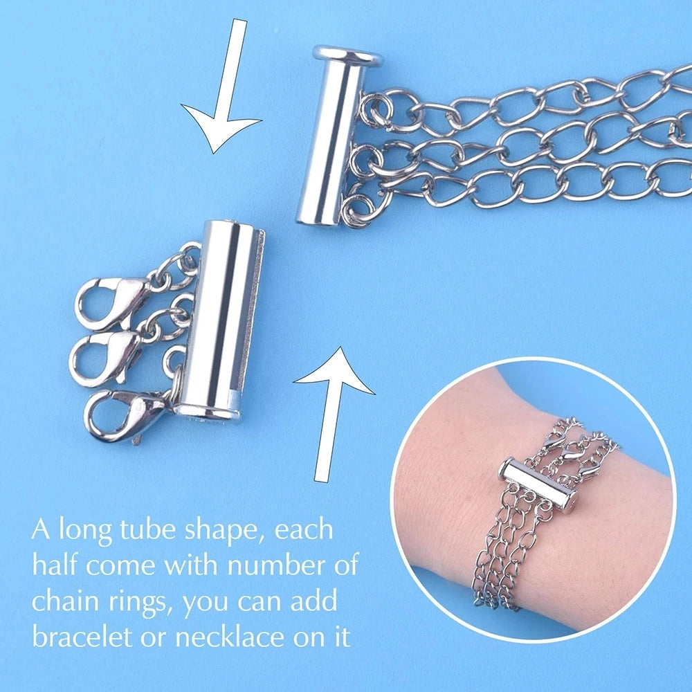 2pcs Multi Strand Necklace Layer Lobster Buckle Sliding Magnet Tube Connector Lock for DIY Necklace Bracelet Jewelry Making Aurexia off
