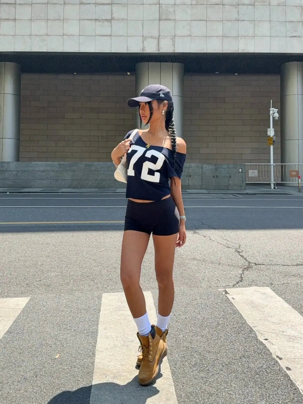 Women Off-Shoulder Short Sleeve T-Shirt With Number Print Aurexia off
