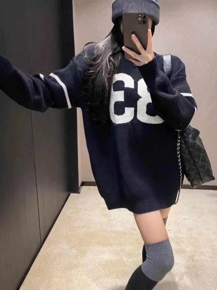 Y2K Vintage Knitted Sweater Women 2025, Growzed Harajuku Grunge Pullover, Casual Streetwear Jacquard Jumpers (72 characters) Aurexia off