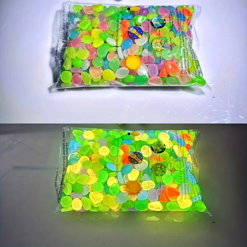 100pcs Glow In The Dark Pebbles, Resin Luminous Stones For Landscape, Garden Paths, Potted Plants, Parks, Aquarium Decor, Aurexia off