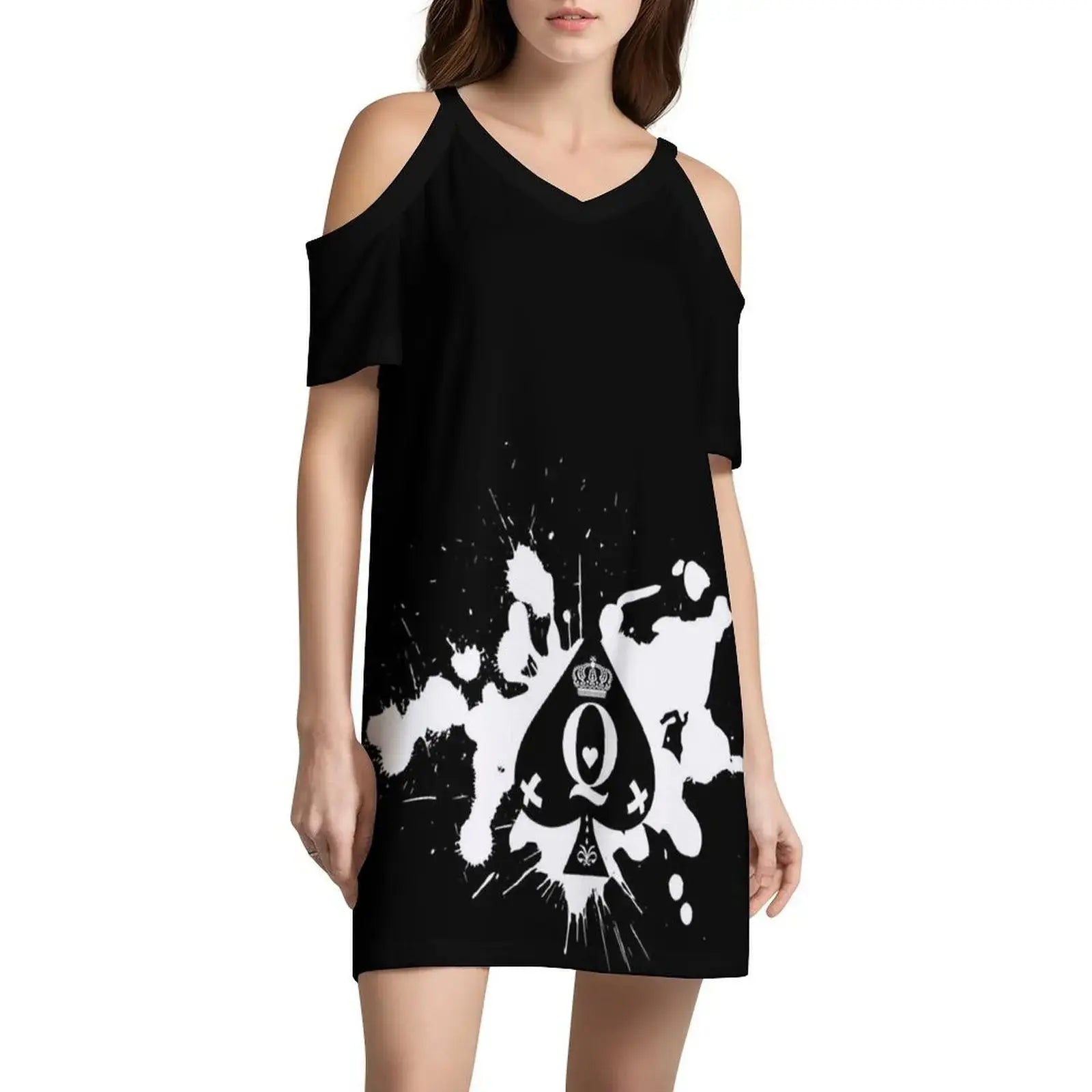 Queen Of Spade Bohemian Sleeveless Dress Multi-Print Beach Vacation Party Dress Queen Of Spade Feeling Lucky Having Fun Women's Aurexia off